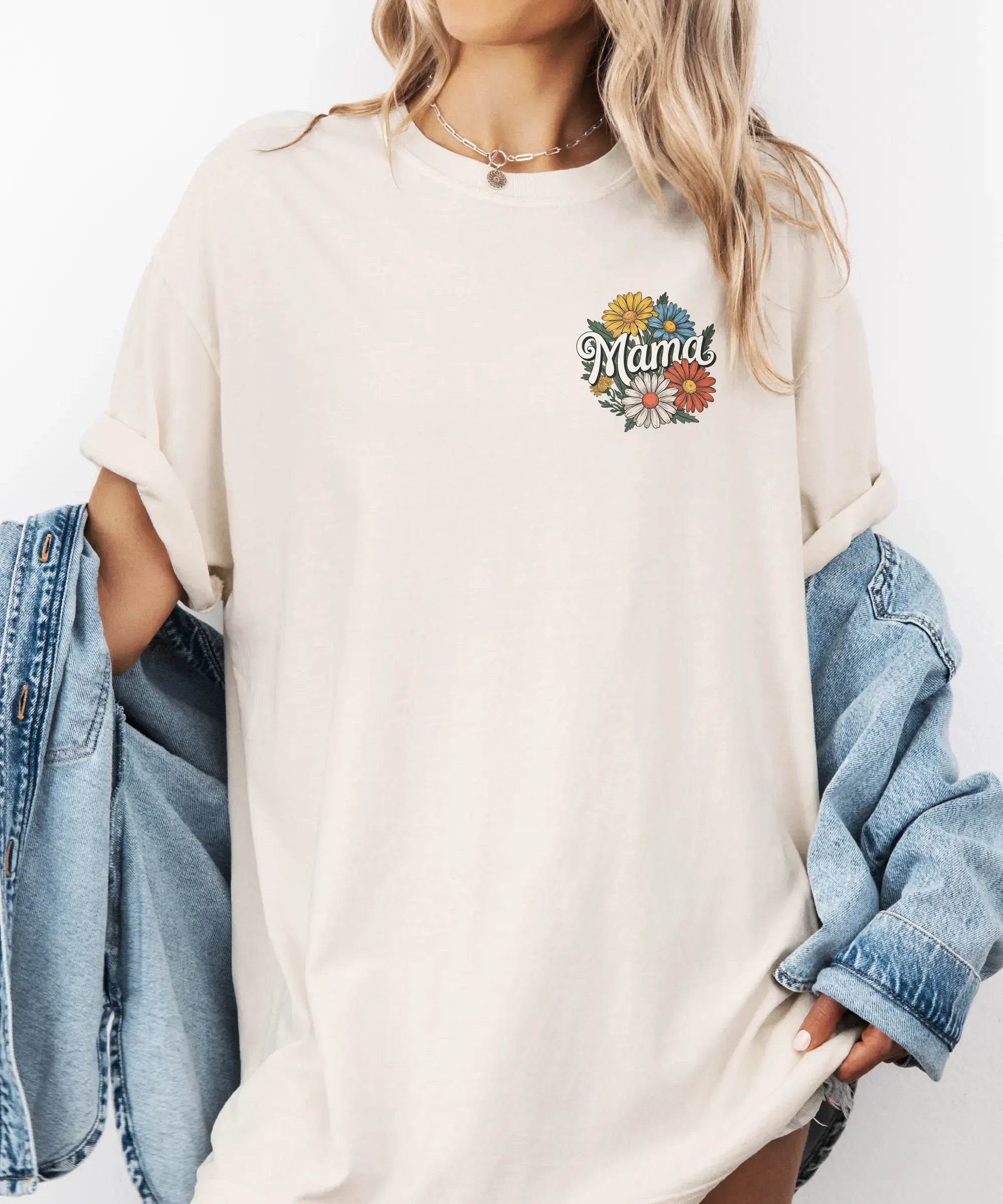 Mama T-Shirt – Comfort Colors Minimal Floral Mom Tee - Woven Mama
