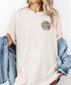 Mama T-Shirt – Comfort Colors Minimal Floral Mom Tee - Woven Mama