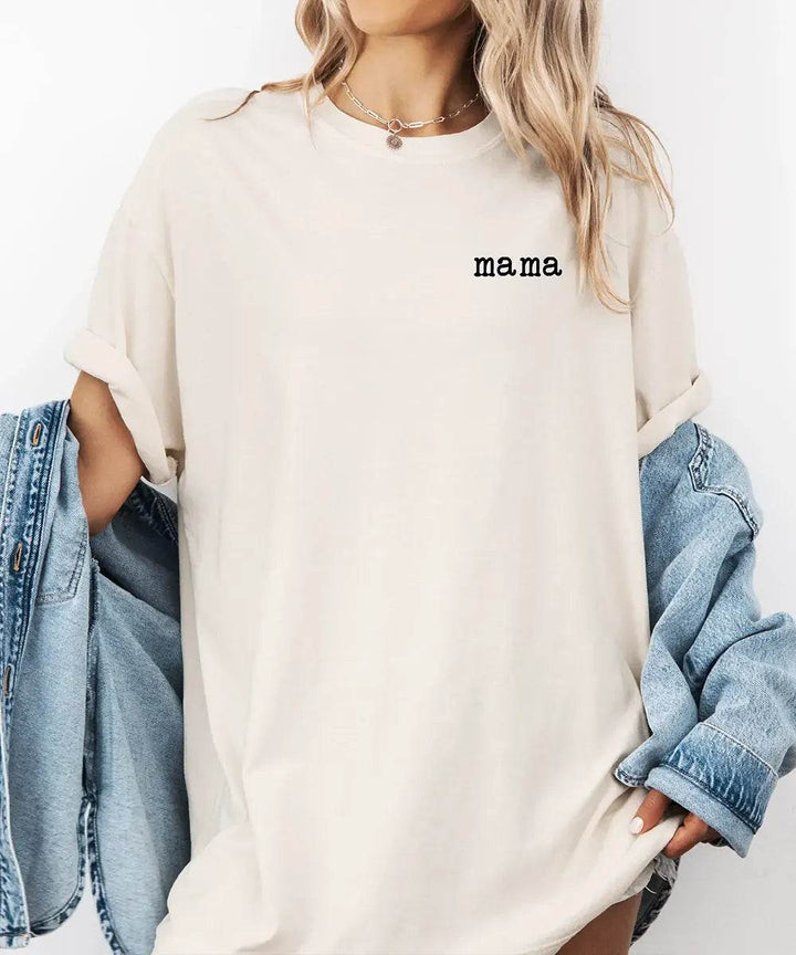 Mama Comfort Colors® T-Shirt – Minimalist Pocket Print Mom Shirt - Woven Mama