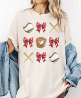Coquette Bow Baseball T-Shirt – Baseball Mom Game Day Tee - Woven Mama
