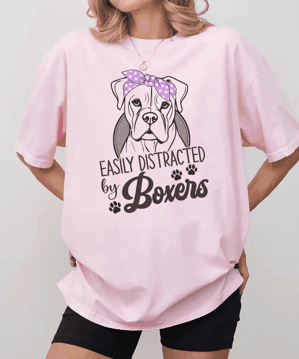 Easily Distracted by Boxers Shirt – Funny Dog Mom Comfort Colors® Tee or Sweatshirt - Woven Mama