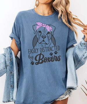 Easily Distracted by Boxers Shirt – Funny Dog Mom Comfort Colors® Tee or Sweatshirt - Woven Mama