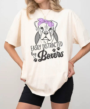 Easily Distracted by Boxers Shirt – Funny Dog Mom Comfort Colors® Tee or Sweatshirt - Woven Mama