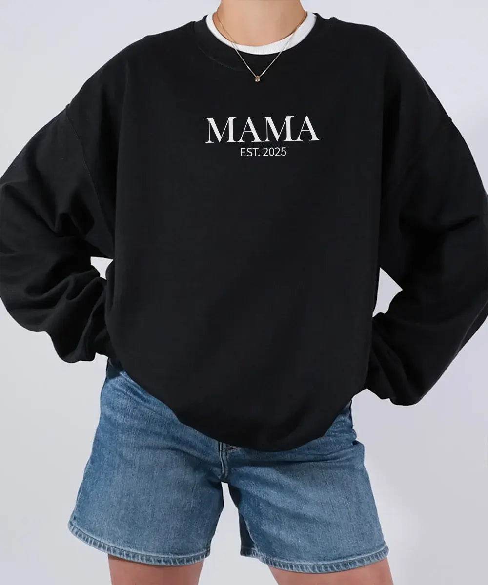 Mama Est. Comfort Colors® T-Shirt or Crewneck Sweatshirt - Woven Mama