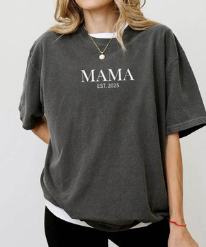 Mama Est. Comfort Colors® T-Shirt or Crewneck Sweatshirt - Woven Mama