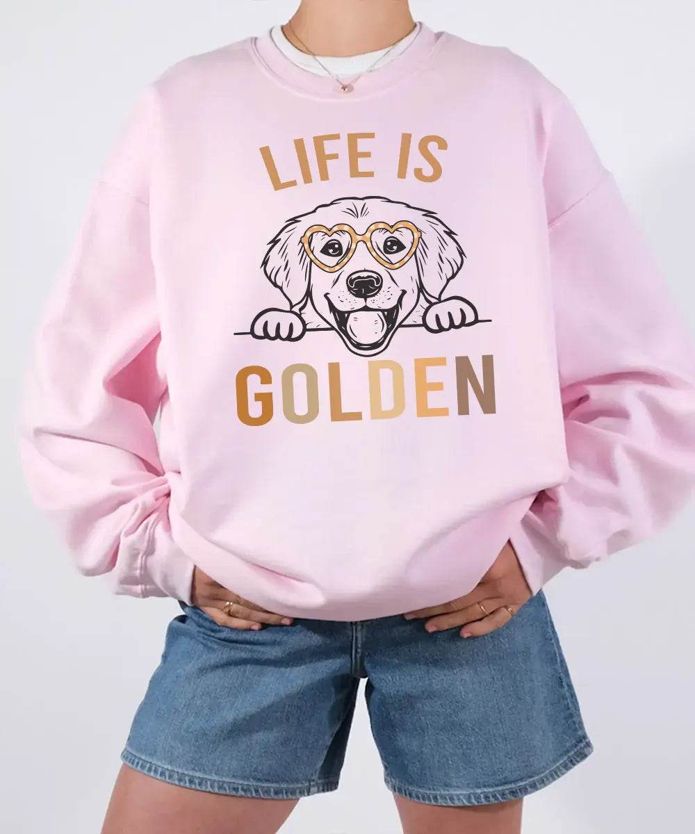 Life is Golden Shirt – Golden Retriever Dog Mom Comfort Colors® Tee or Sweatshirt - Woven Mama