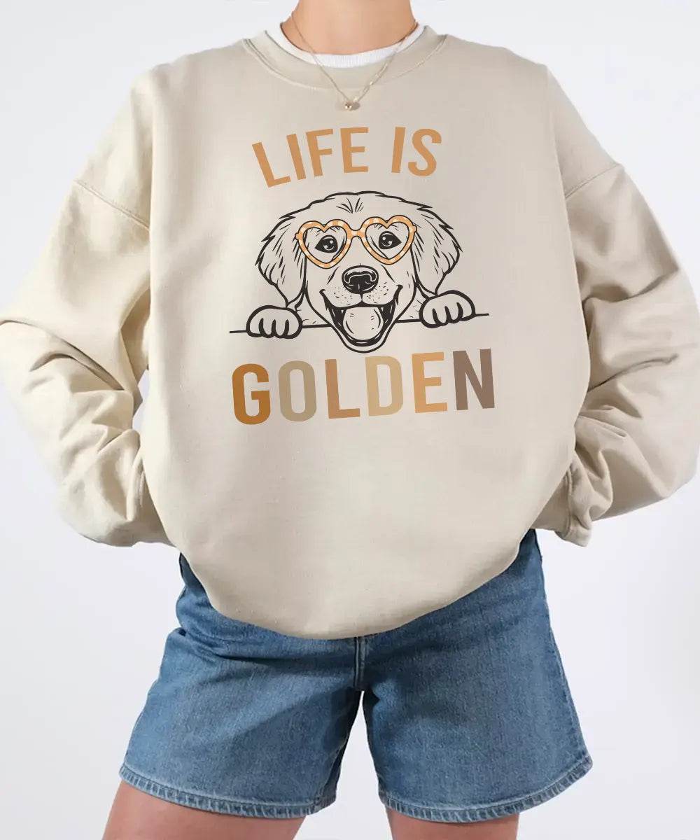 Life is Golden Shirt – Golden Retriever Dog Mom Comfort Colors® Tee or Sweatshirt - Woven Mama