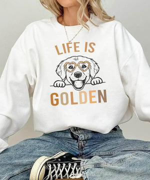 Life is Golden Shirt – Golden Retriever Dog Mom Comfort Colors® Tee or Sweatshirt - Woven Mama