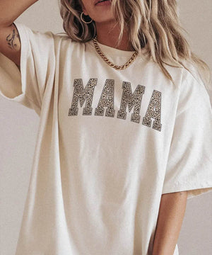 Leopard MAMA Comfort Colors® T-Shirt – Trendy Animal Print Mom Tee - Woven Mama