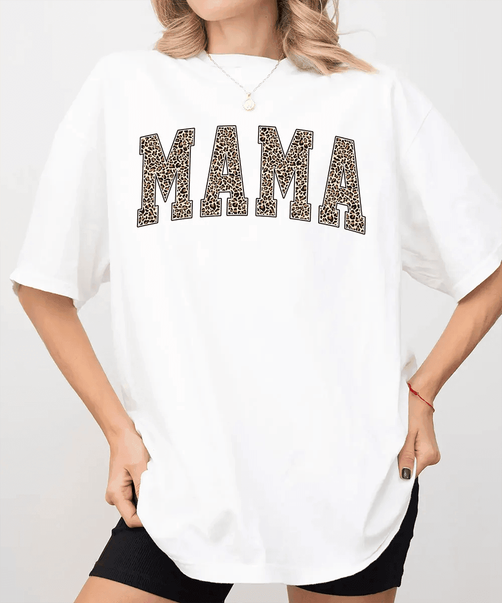 Leopard MAMA Comfort Colors® T-Shirt – Trendy Animal Print Mom Tee - Woven Mama