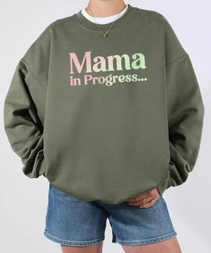 Mama in Progress Comfort Colors® Tee or Crewneck Sweatshirt - Woven Mama