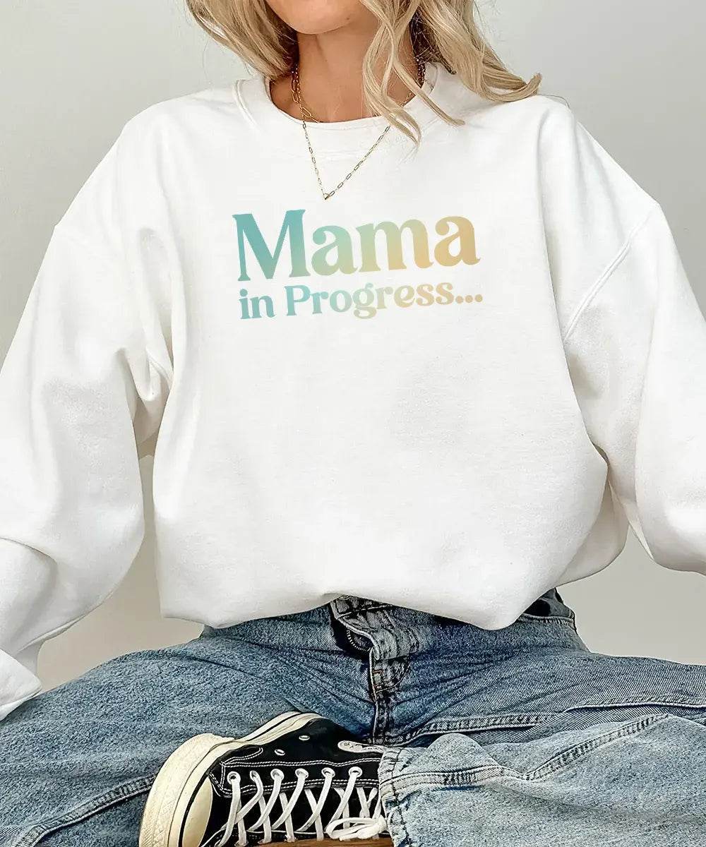 Mama in Progress Comfort Colors® Tee or Crewneck Sweatshirt - Woven Mama
