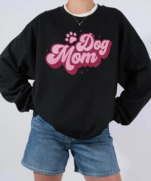 Retro Glitter Dog Mom Shirt – Printed Glitter Effect Comfort Colors® Tee or Sweatshirt - Woven Mama