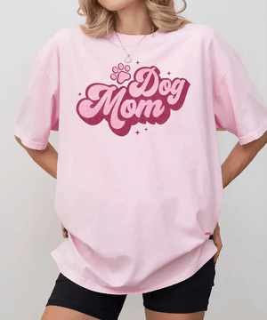 Retro Glitter Dog Mom Shirt – Printed Glitter Effect Comfort Colors® Tee or Sweatshirt - Woven Mama