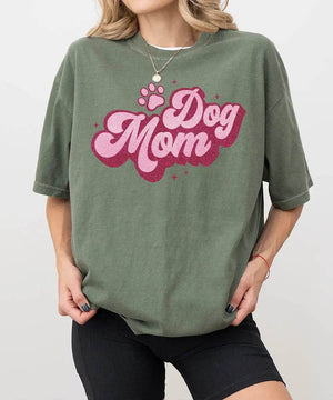 Retro Glitter Dog Mom Shirt – Printed Glitter Effect Comfort Colors® Tee or Sweatshirt - Woven Mama