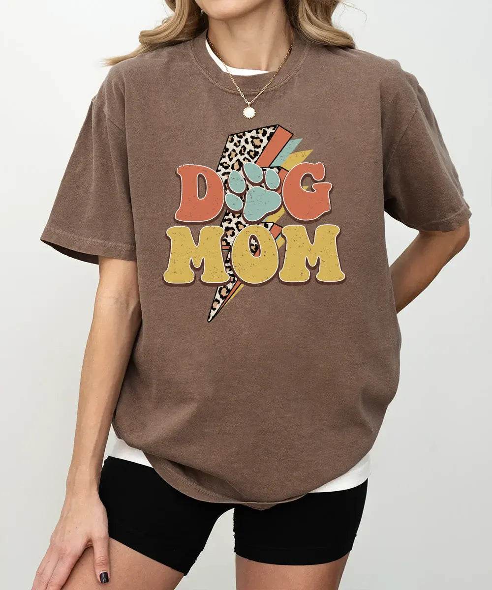 Retro Leopard Dog Mom Shirt – Trendy Animal Print Dog Mom Comfort Colors® Tee or Sweatshirt - Woven Mama