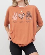 Peace Love Momlife T-Shirt – Leopard Print Comfort Colors Tee for Cool Moms - Woven Mama