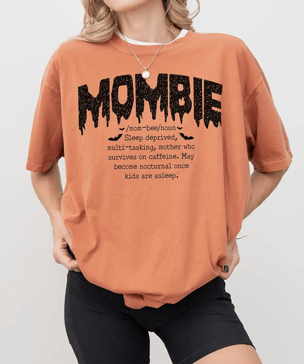 Mombie Comfort Colors® T-Shirt or Crewneck Sweatshirt – Funny Mom Halloween Shirt - Woven Mama