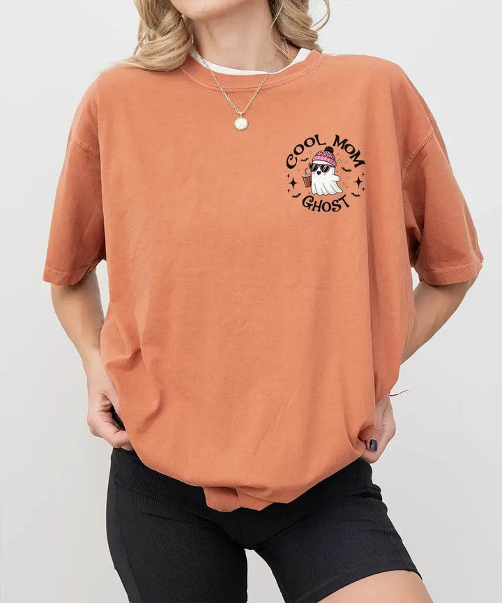 Cool Mom Ghost Comfort Colors T-Shirt or Crewneck Sweatshirt – Halloween Pocket Print Shirt - Woven Mama