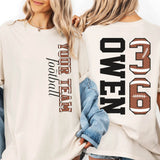 Custom Football T-Shirt or Sweatshirt – Personalized Name & Number - Woven Mama