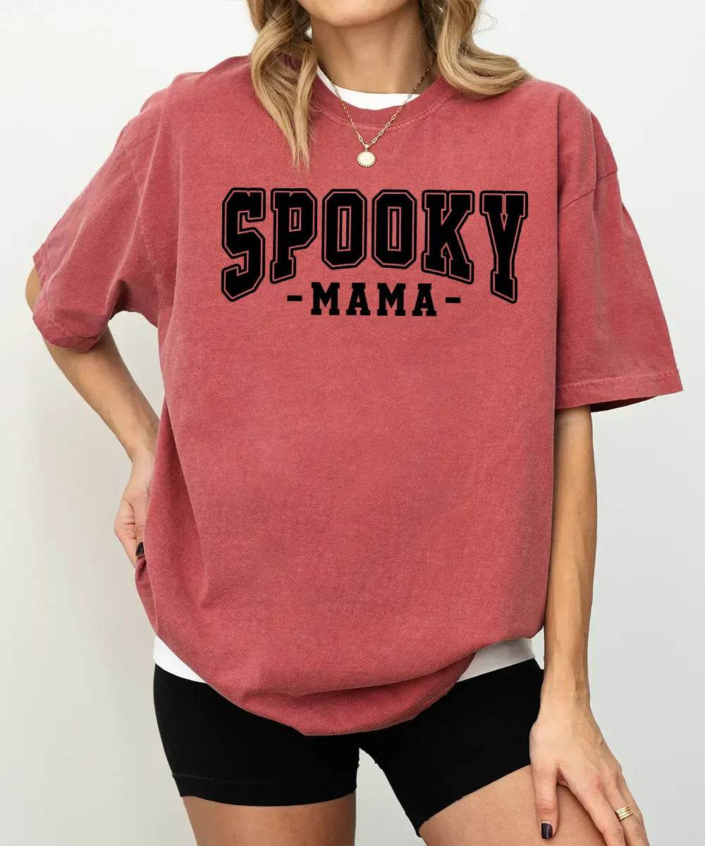 Spooky Mama Comfort Colors® T-Shirt or Crewneck Sweatshirt – Halloween Mom Shirt - Woven Mama