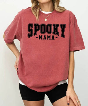 Spooky Mama Comfort Colors® T-Shirt or Crewneck Sweatshirt – Halloween Mom Shirt - Woven Mama
